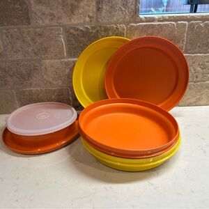 Tupperware Orange and Yellow Plate Collection